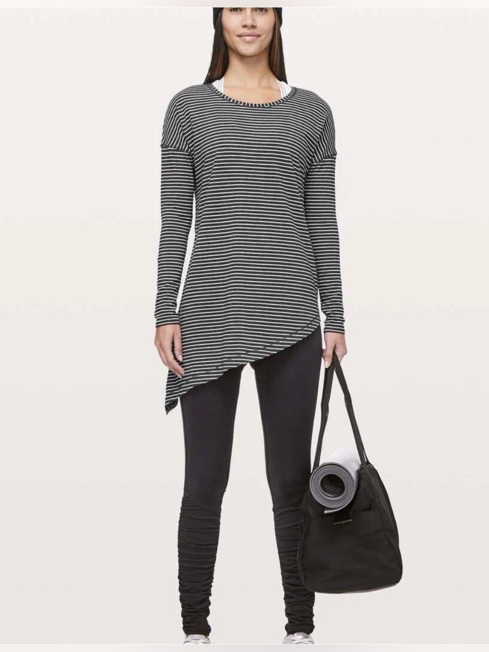 lululemon athletica Black and White Striped Asymmetric Tunic